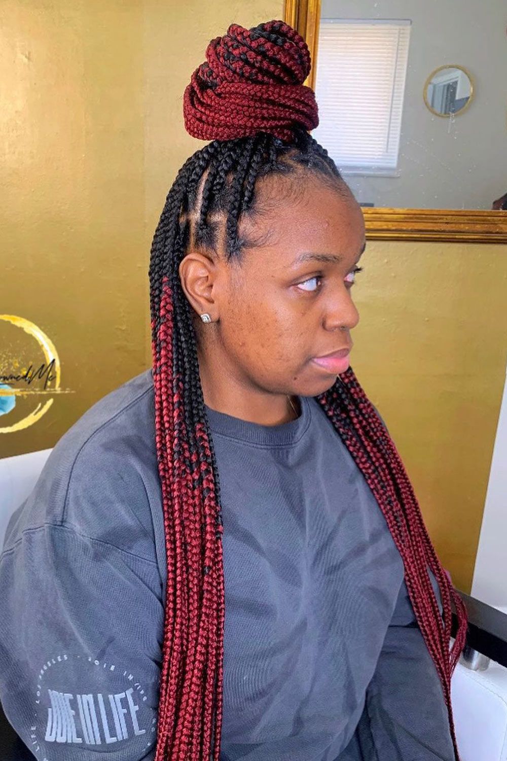 Knotless Braids Half Updo Style