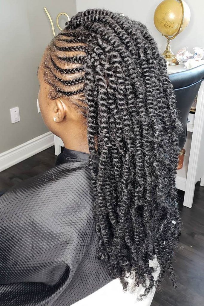 Cornrows and Long Passion Twist Hair