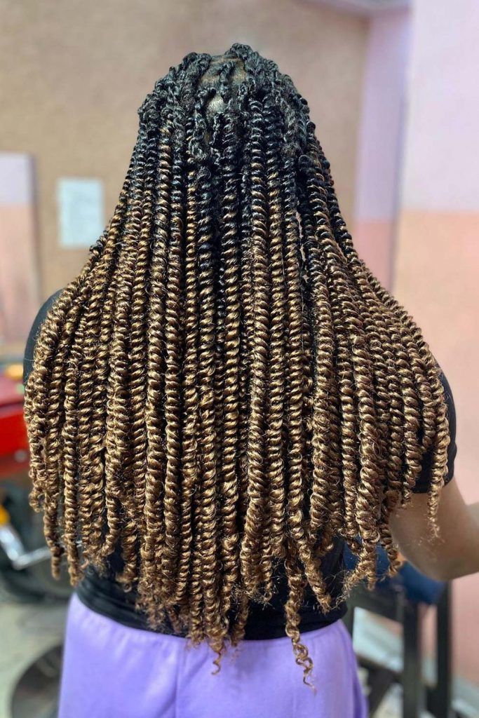 Long Brown Ombre Spring Twist Styles