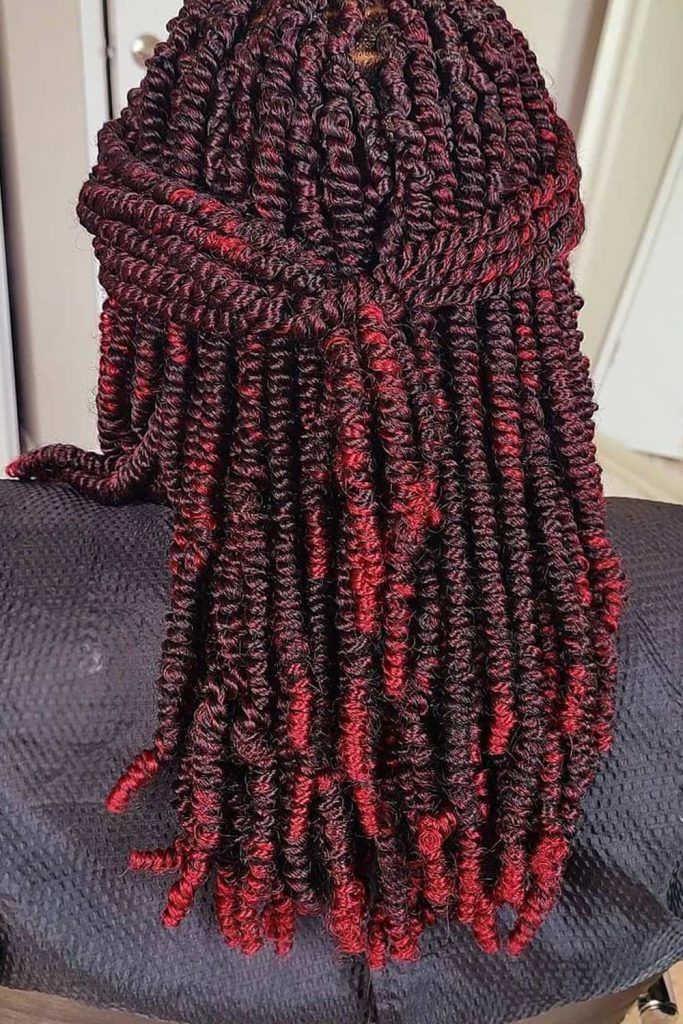 Red Colored Spring Twist Crochet Hair