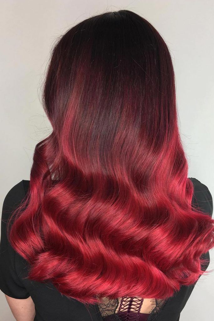 Bright Ruby Red Ombre with Cherry Hair