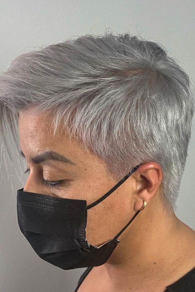 Silver Pixie Cuts With Side Bangs