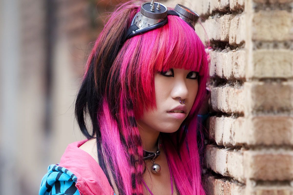 Emo Pink Raccoon Straight Hair