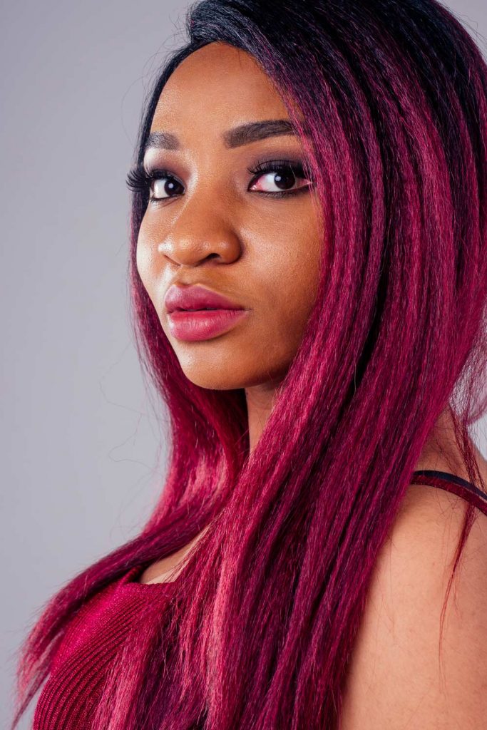 Hot Magenta Hair Color for Brown Skin