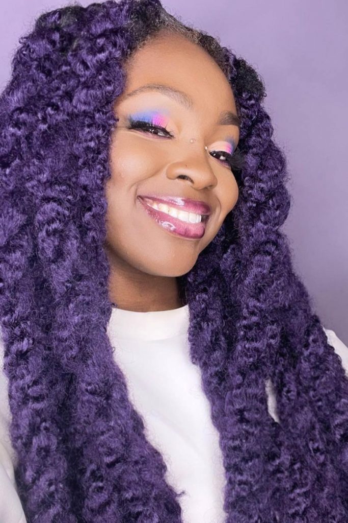 Get ready to be in the spotlight wherever you go when opting for a purple hair color. 