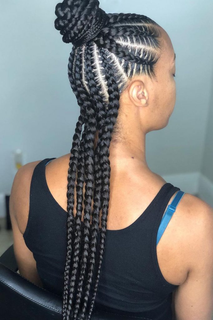 Half-Up Cornrows Braid Hairstyle