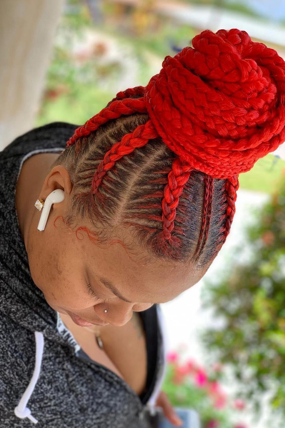 red single braids