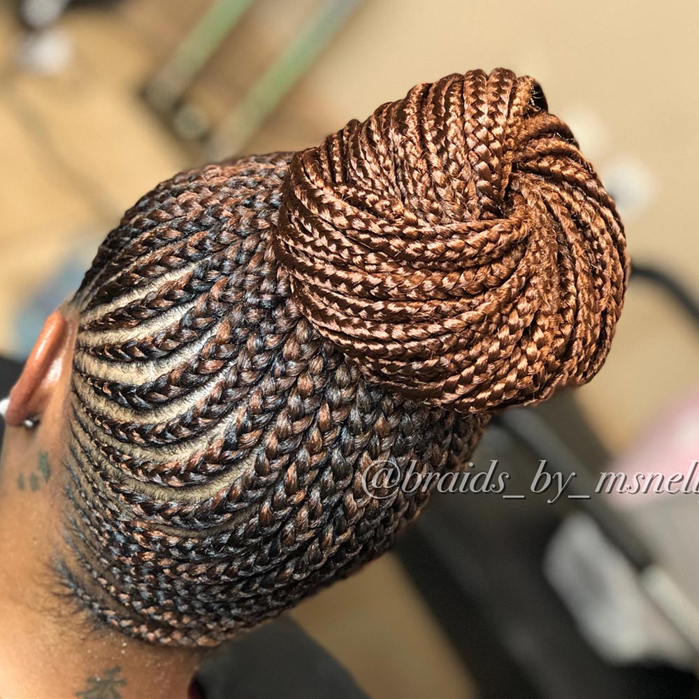 Micro Cornrows Into Twisted Bun