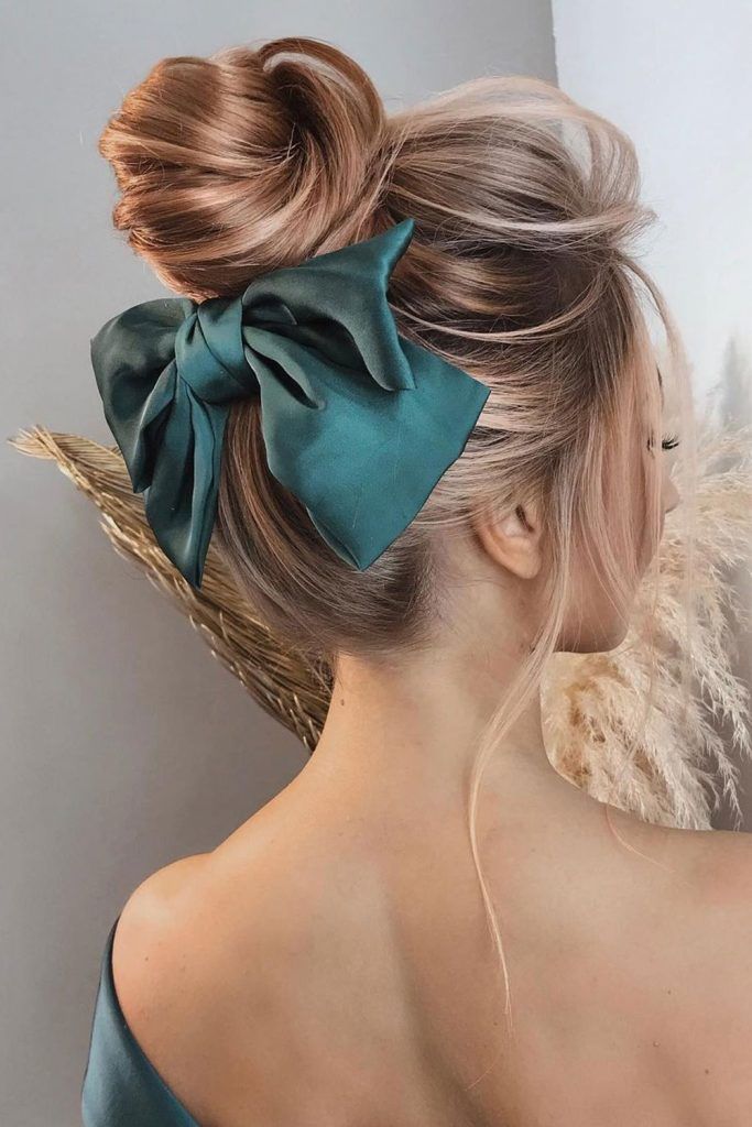 Top Bun Adorned with a Cute Bow