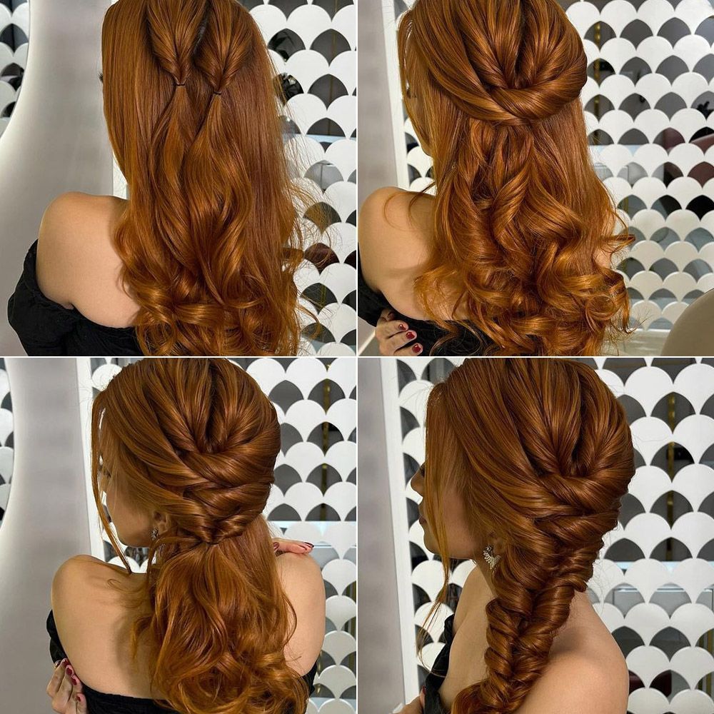 Fancy Coper Side Fishtail Braid