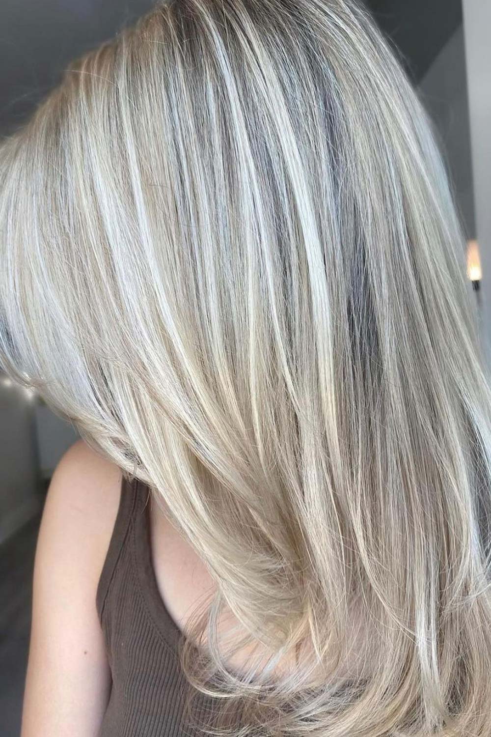 Silver and Blonde Balayage on Medium Hair