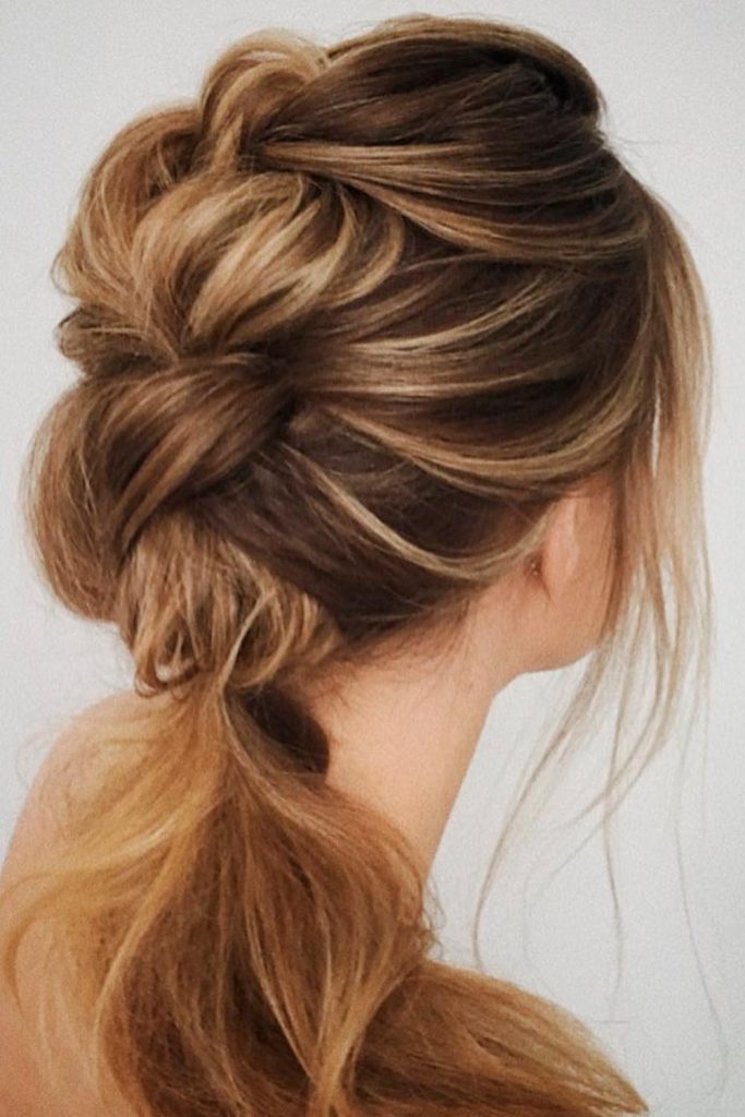 Half-Up Braided Messy Ponytail For Thin Hair