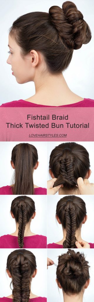 Twisted Bun With Fish Tail Braid