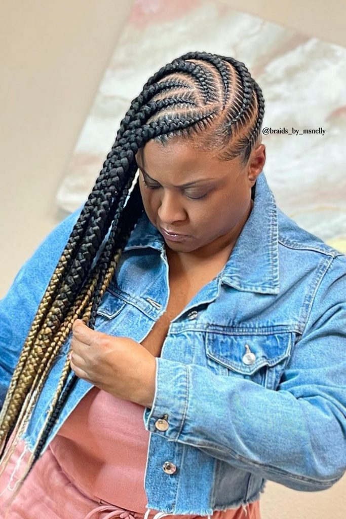 While having the same pattern as classic lemonade braids, Jumbos involve thicker and bigger strands.