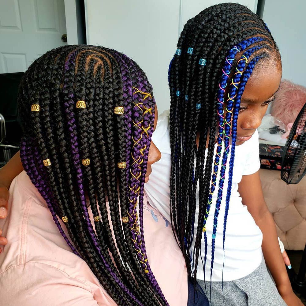  Since your braids can feature extensions, you can always incorporate colorful strands into your braided ensemble