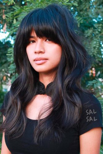 Flequillo grueso y cortes de pelo largos