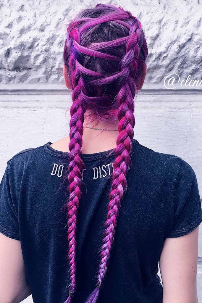 Corset Braided Hairstyles Purple Hair