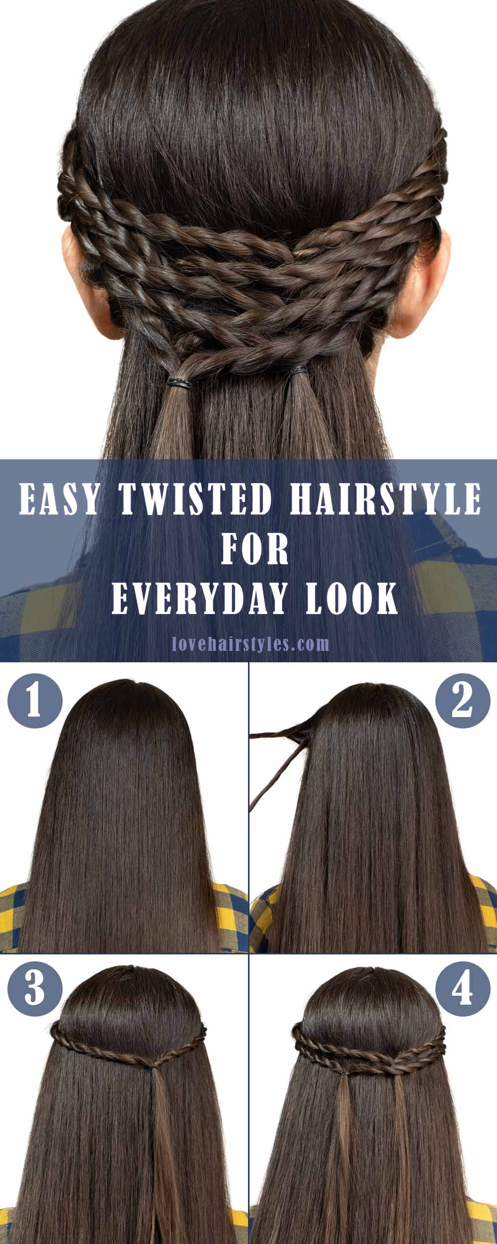 Easy Twisted Hairstyle for Medium Hair or Long Hair