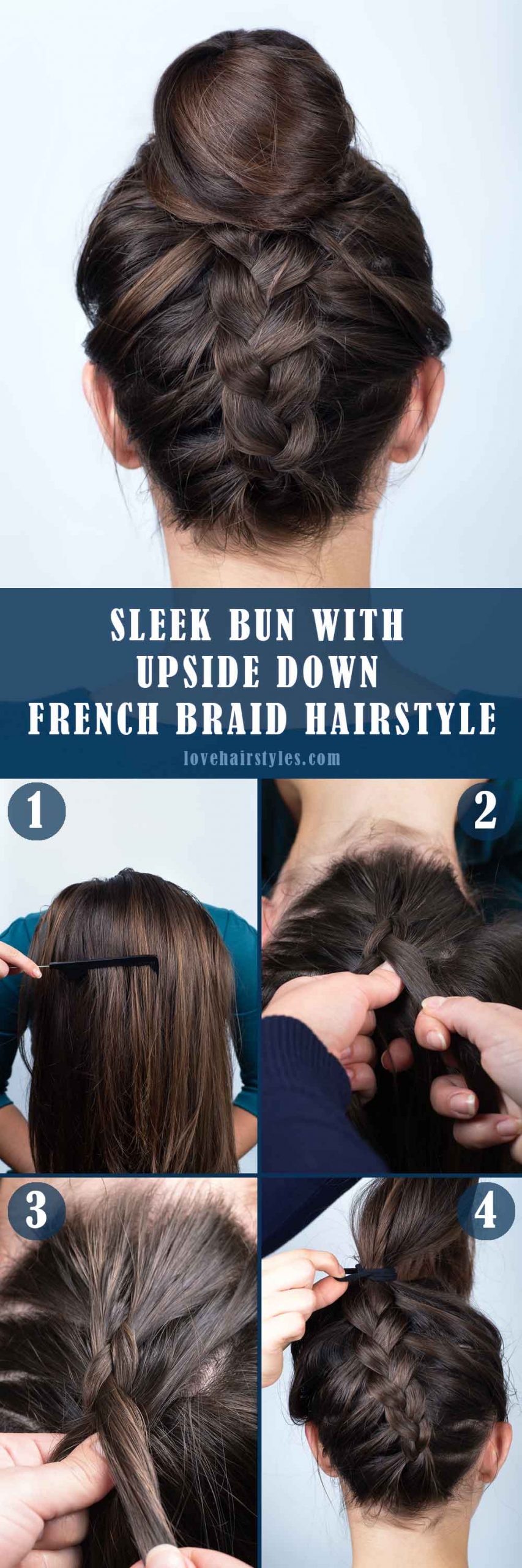 Sleek Bun With Upside Down French Braid