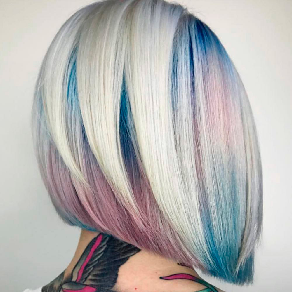 The Most Delicate Blue and Pink Watercolor Peekaboo Locks For Blonde Hair