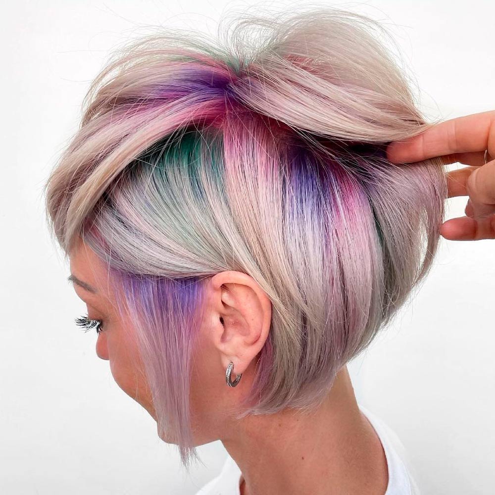 The Most Delicate Blue and Pink Watercolor Peekaboo Locks For Blonde Hair