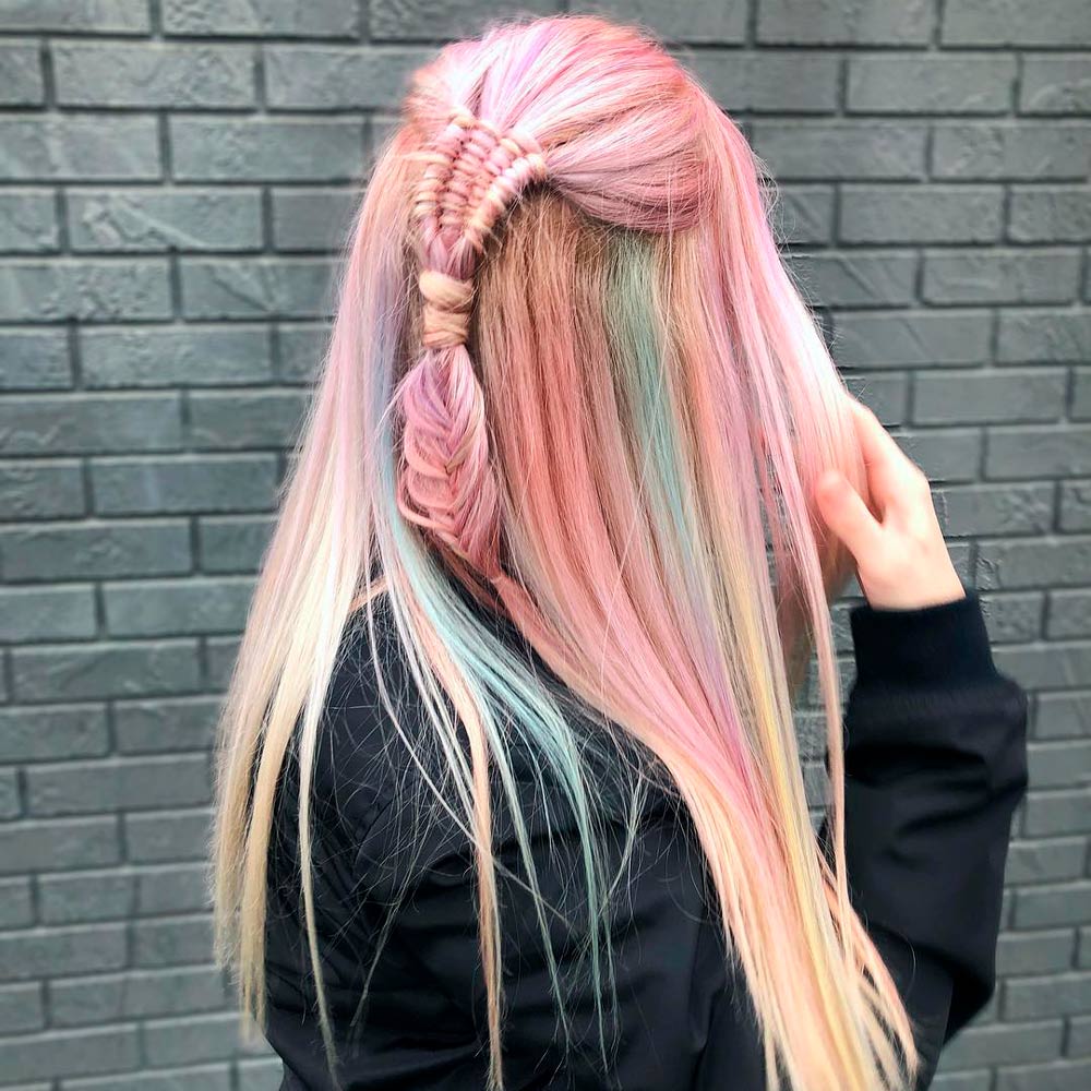 The Most Delicate Blue and Pink Watercolor Peekaboo Locks For Blonde Hair