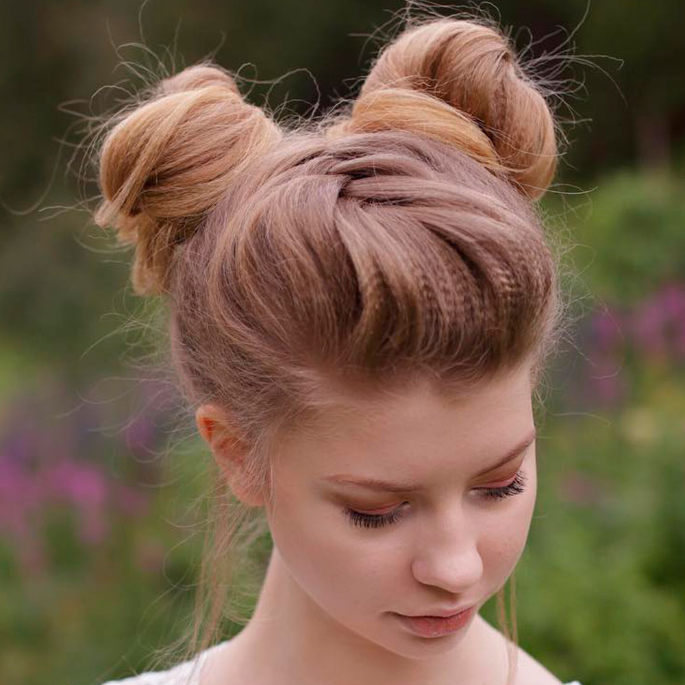 Teenage Girls Hairstyles With Space Buns
