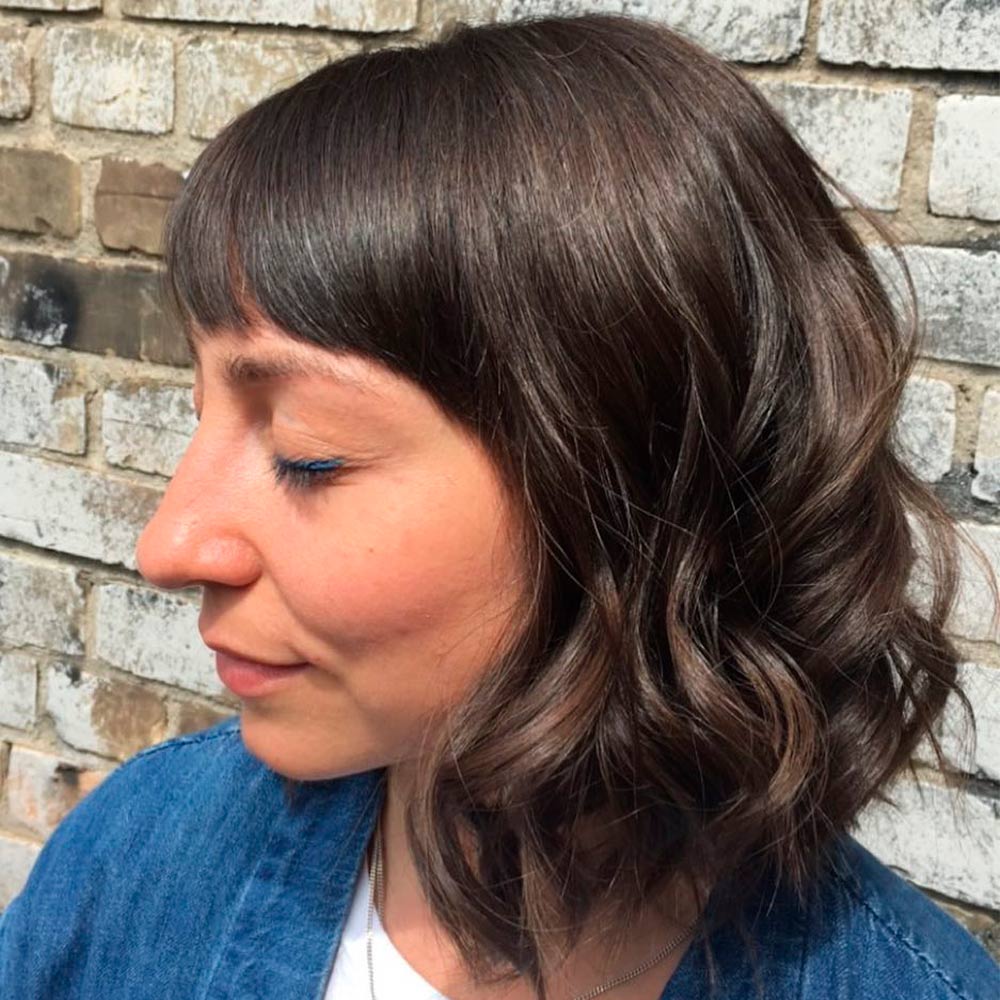 Brunette Bob Hair Cuts with Bangs