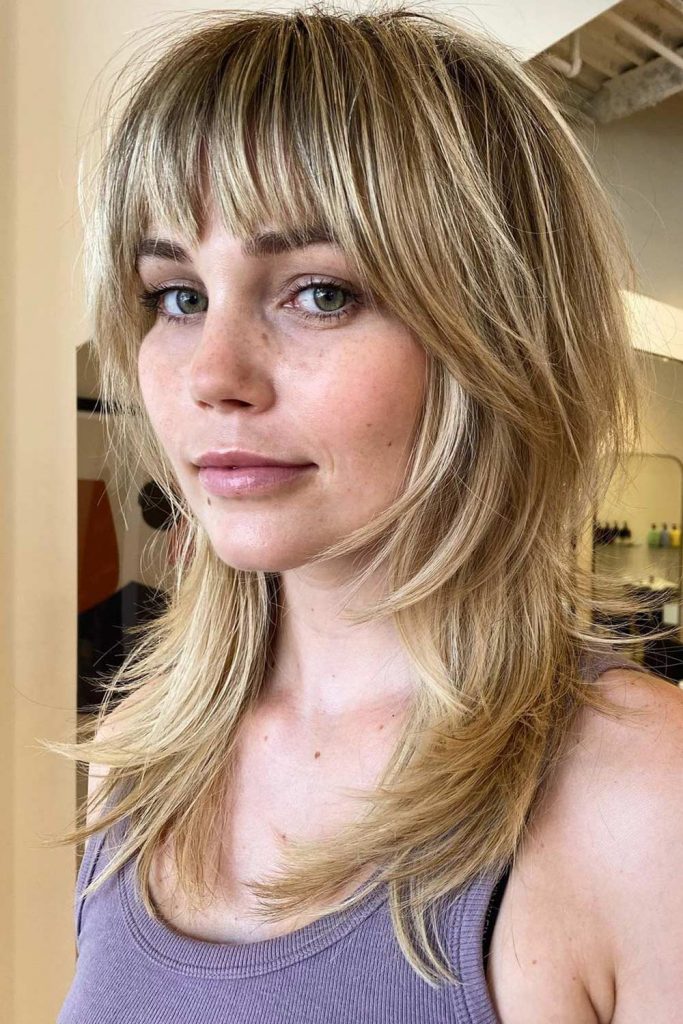 Long Shag Haircut Blonde Hair