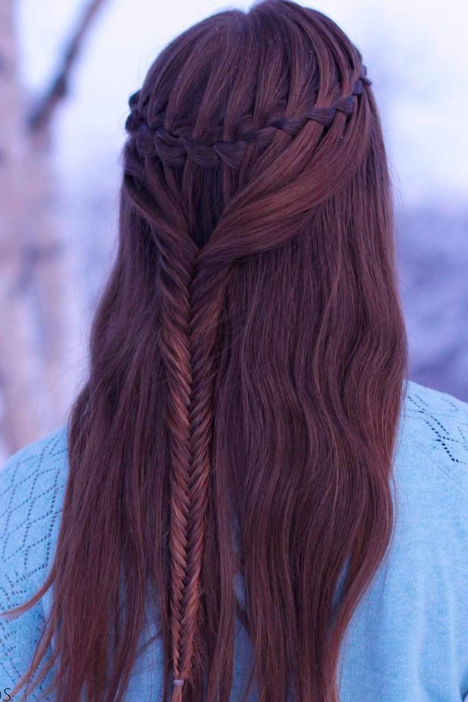 Waterfall Braids For Brown-Haired Girls