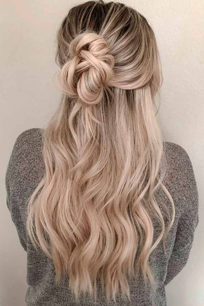 Top Knot Half Up Hairstyles For Long Hair