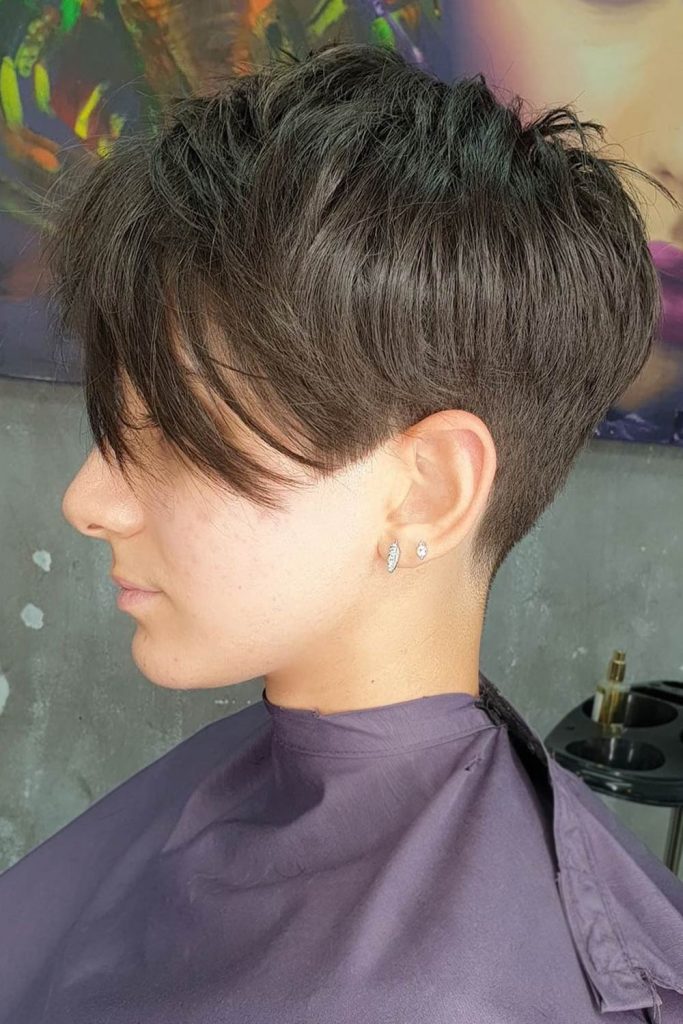 Elongated Side Swept Bang with Pixie