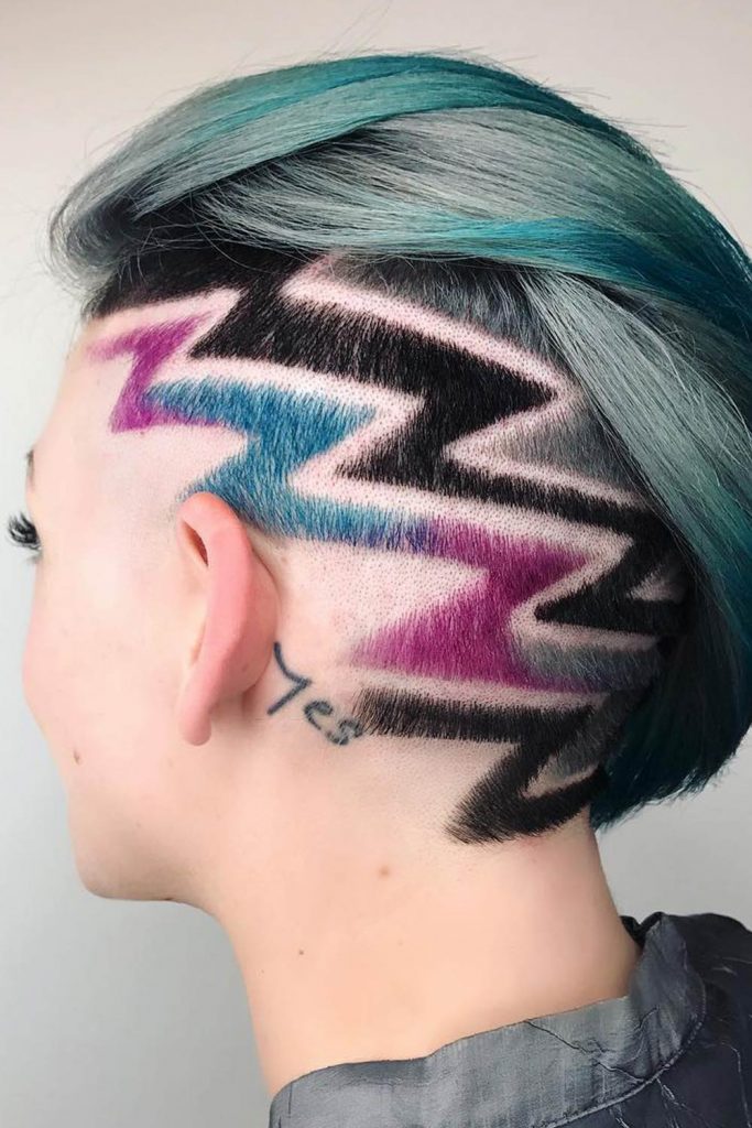 Hair Tattoo And Colored Mohawk Haircut