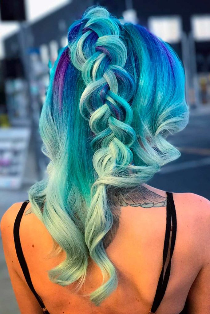 Blueish Violet Halloween Dutch Braid