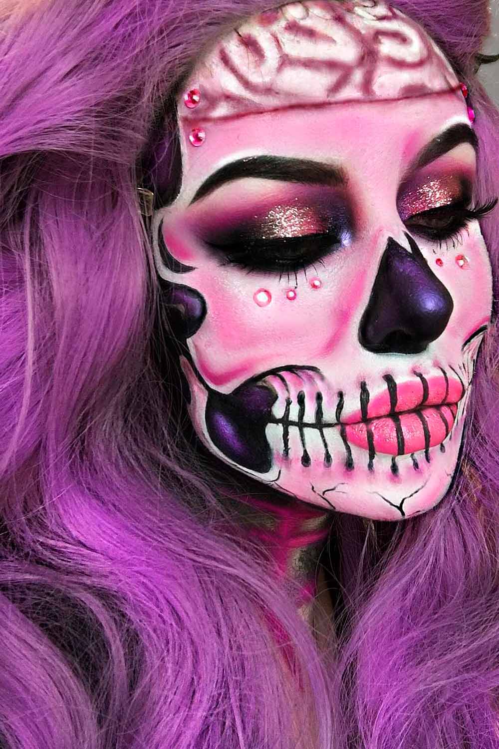 Halloween Skull Look With Bold Hair