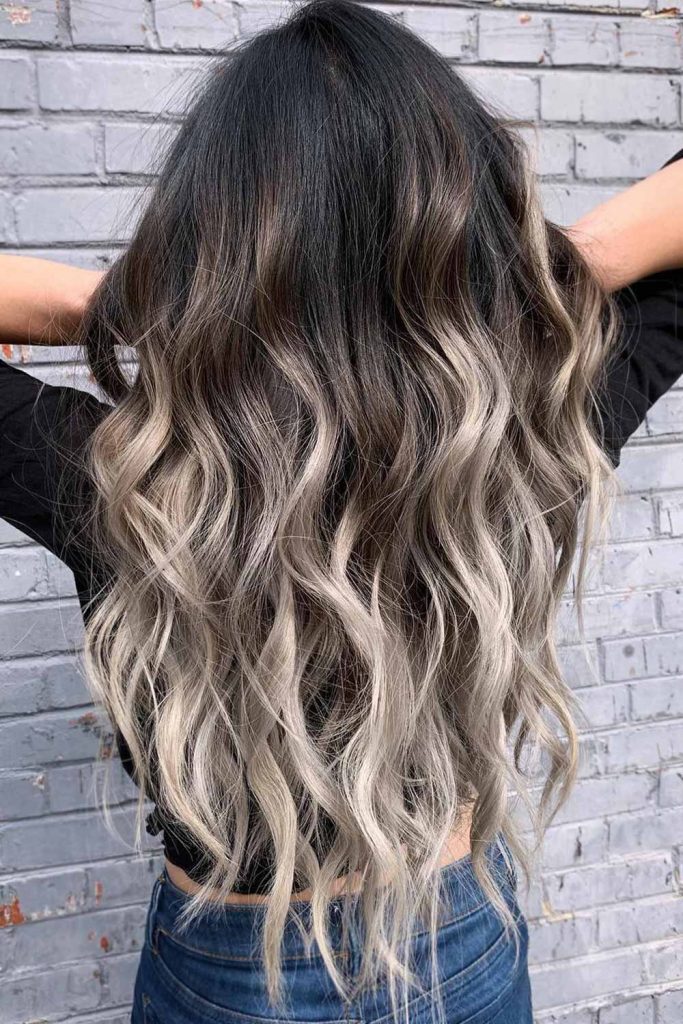 Cabelo castanho com estilo loiro Ombre