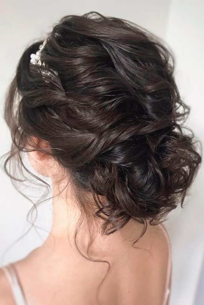 Curly Updo With Long Side Fringe