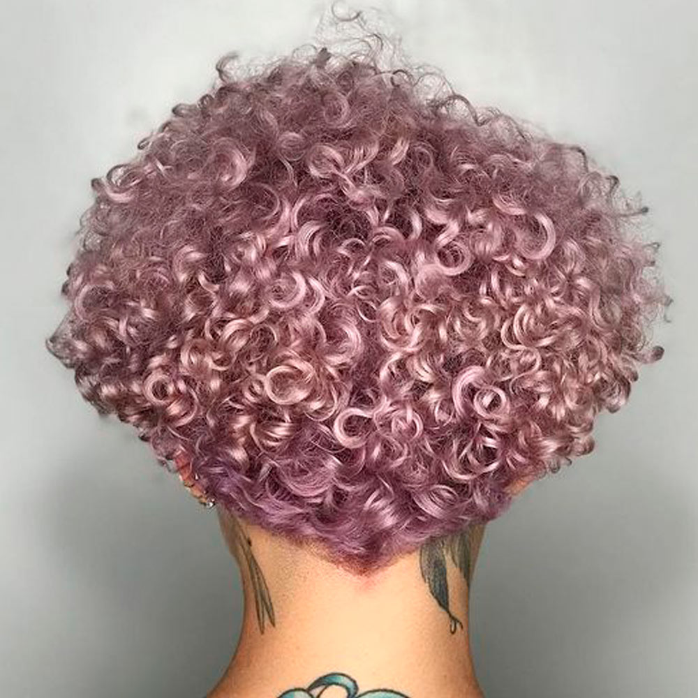 Lavender Shortcut For Fine Curly Hair