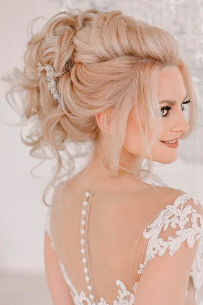 Extremely High Swept Back Wedding Hairstyle