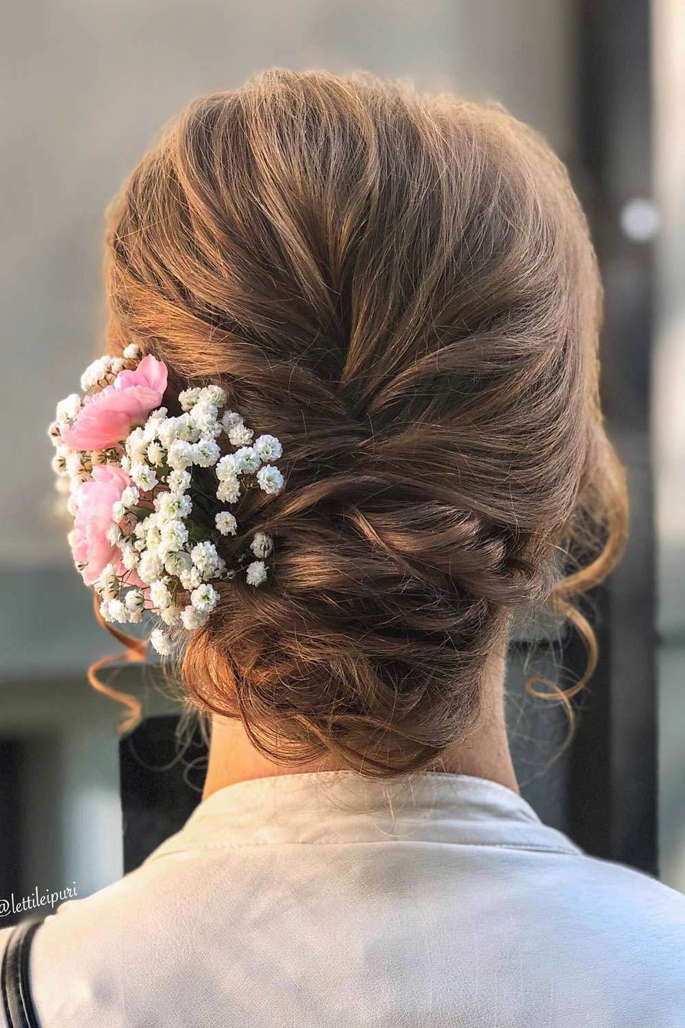 Twisted Updo with Hair Flowers