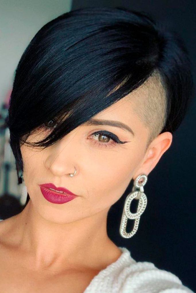 Short Hairstyle With Shaved Temple