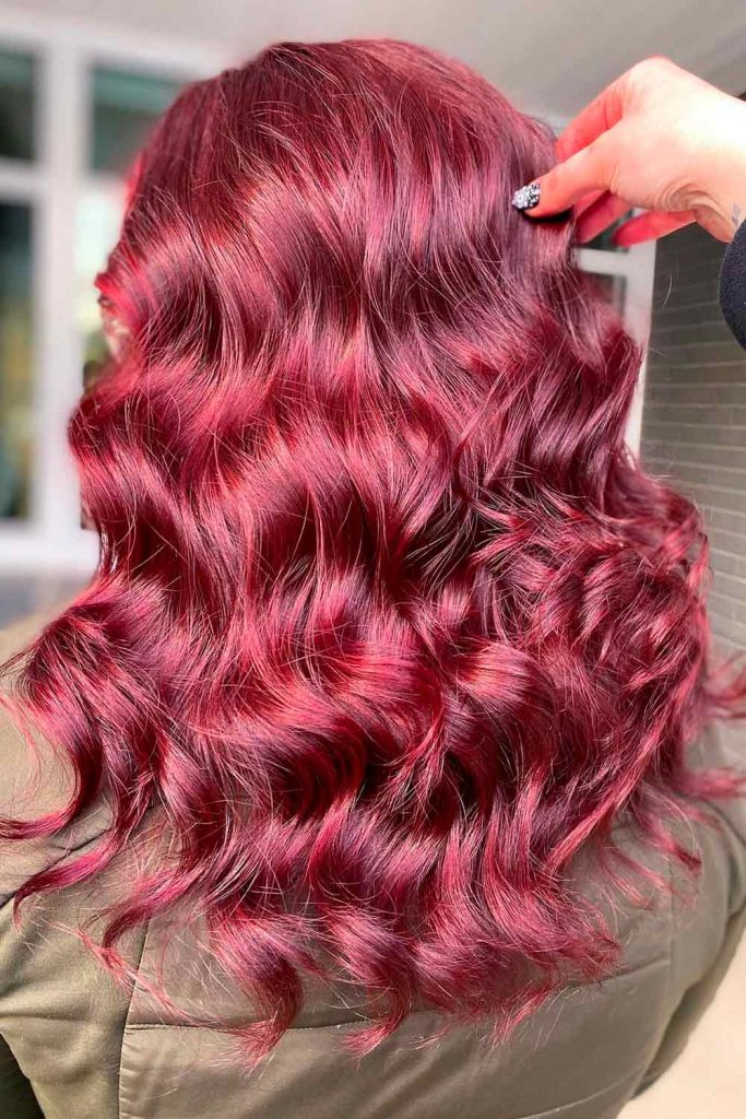 Burgundy Hair With Caramel Highlights