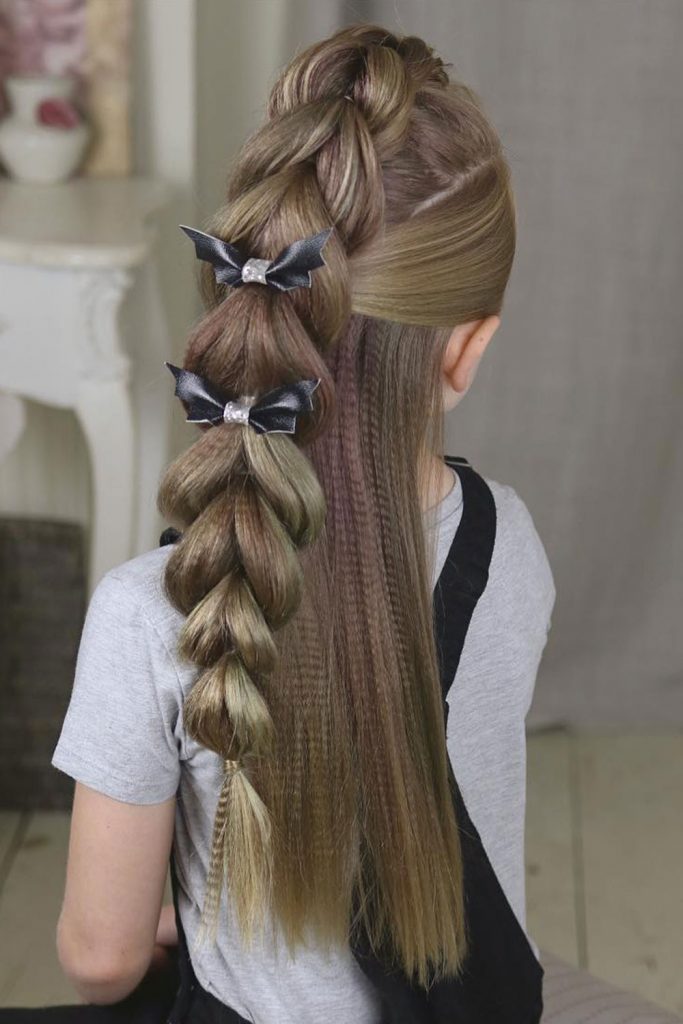 Hairstyles For Girls with Halloween Bat Accessories