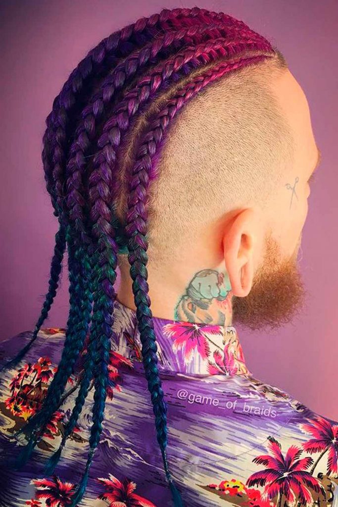 Undercut + Purple Cornrows