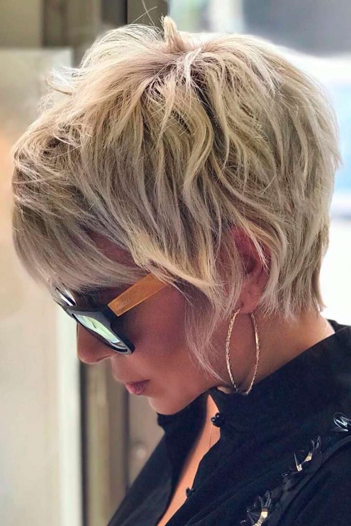 Blonde Pixie Hairstyle With Bangs