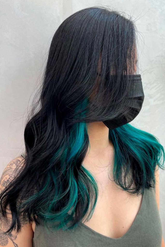 Turquoise Green Skunk Stripe Hair