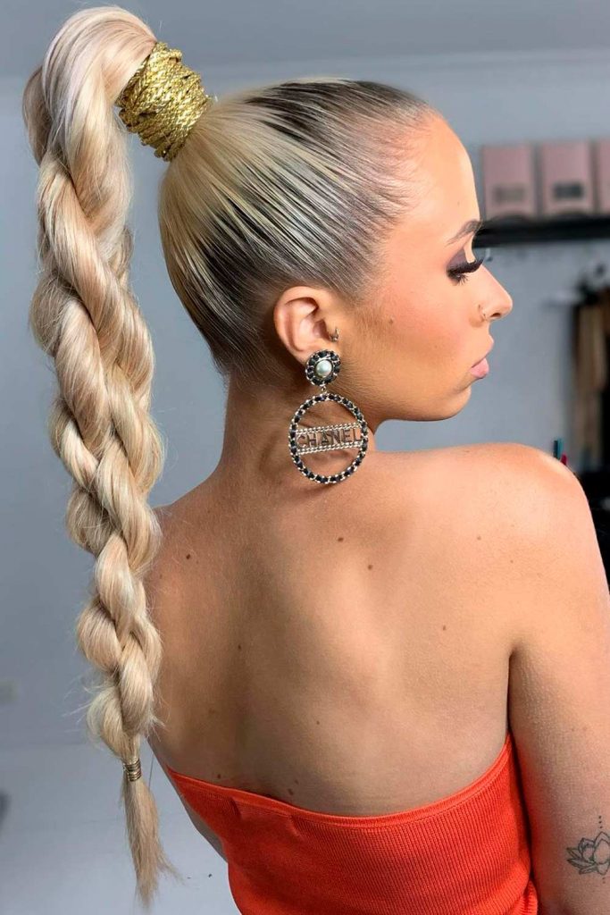 Up Styled Ponytail With 3D Braid