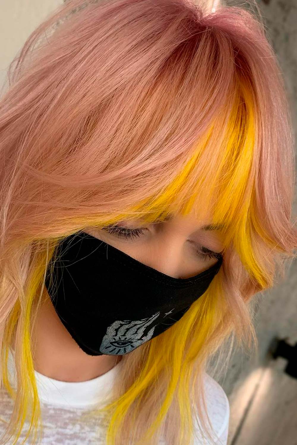 Peach Color Dyed Curtain Bangs