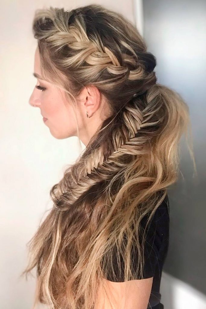 Twisted Updos With Fishtail Braid