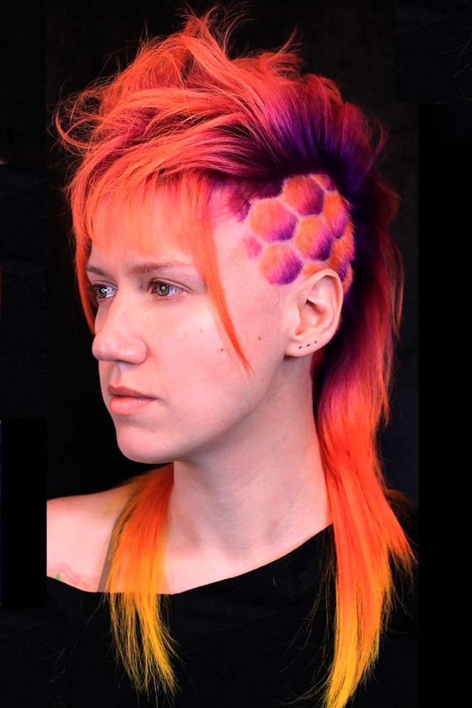 Long Sassy Honeycomb Sunset Styled Mullet